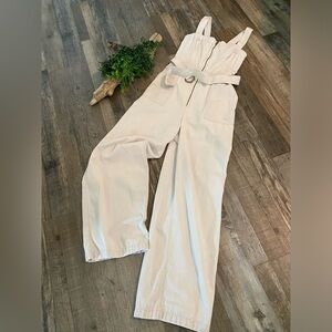 HOLLISTER Natural Colored Zip Front Adjustable Strap Jumpsuit with Belt, XS